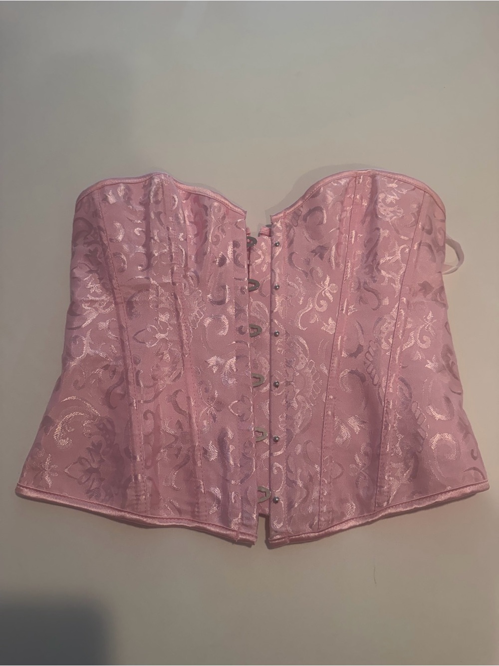 Pink Brocade Strapless Corset Top